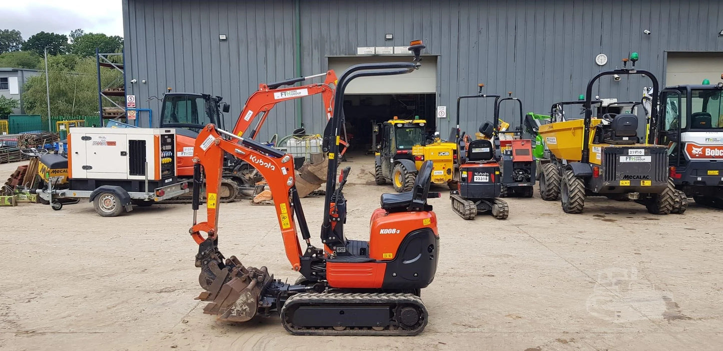 Mini-Pelle Kubota K008-3 – 2021 – Ultra-compacte, fiable, prête à l’emploi