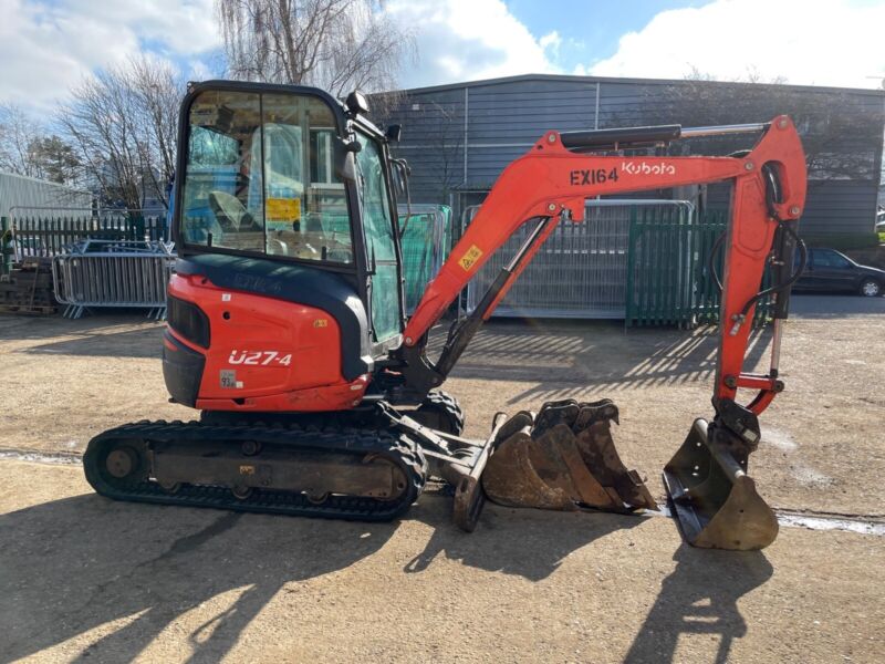 Mini-Pelle Kubota U27-4 – 2016 – 2,7T – Cabine Climatisée + 3 Godets