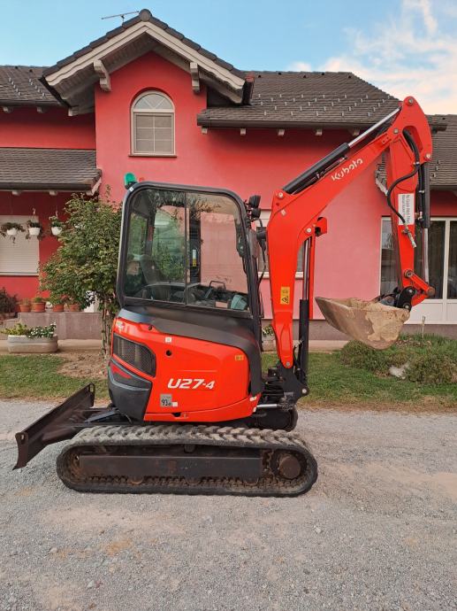 Mini-Pelle Kubota U27-4 – 2017 – 2,7T – Révisée, Cabine Chauffée, 3 Godets