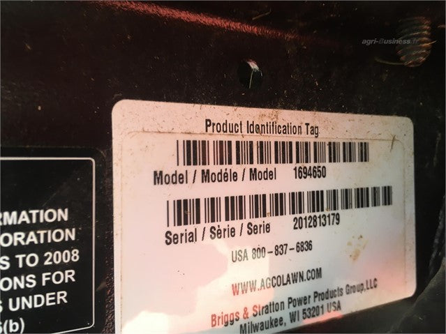 Tondeuse autoportée AGCO 2027H – 2009 – 27 ch