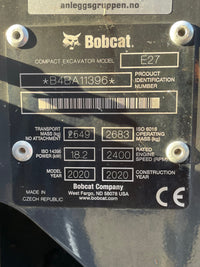 Équipement compact Bobcat E27 2020
