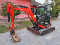 Mini-Pelle Kubota U27-4 – 2017 – 2,7T – Révisée, Cabine Chauffée, 3 Godets