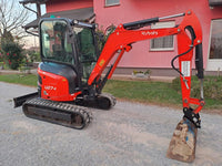 Mini-Pelle Kubota U27-4 – 2017 – 2,7T – Révisée, Cabine Chauffée, 3 Godets