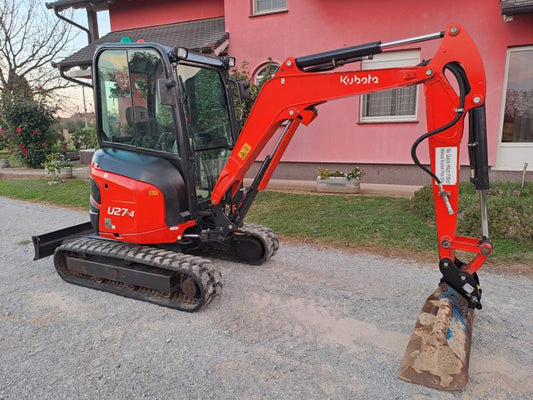 Mini-Pelle Kubota U27-4 – 2017 – 2,7T – Révisée, Cabine Chauffée, 3 Godets